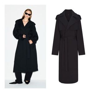 SKIMS Oversized Luxe Black Trench Coat NWT